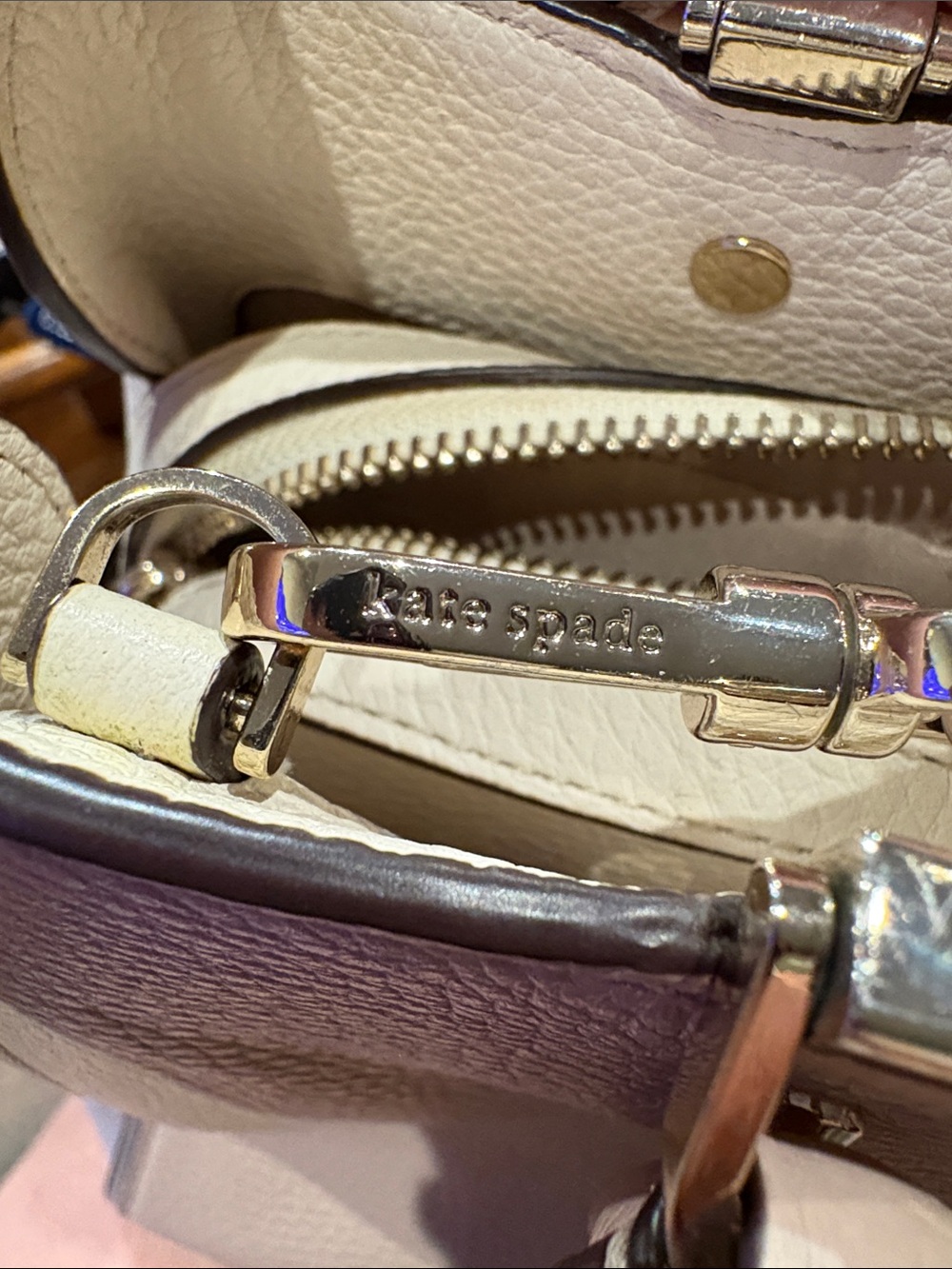 kate spade Pebbled Leather Satchel in Pale Pink/light sand Trim, gold hardware - Picture 10 of 12
